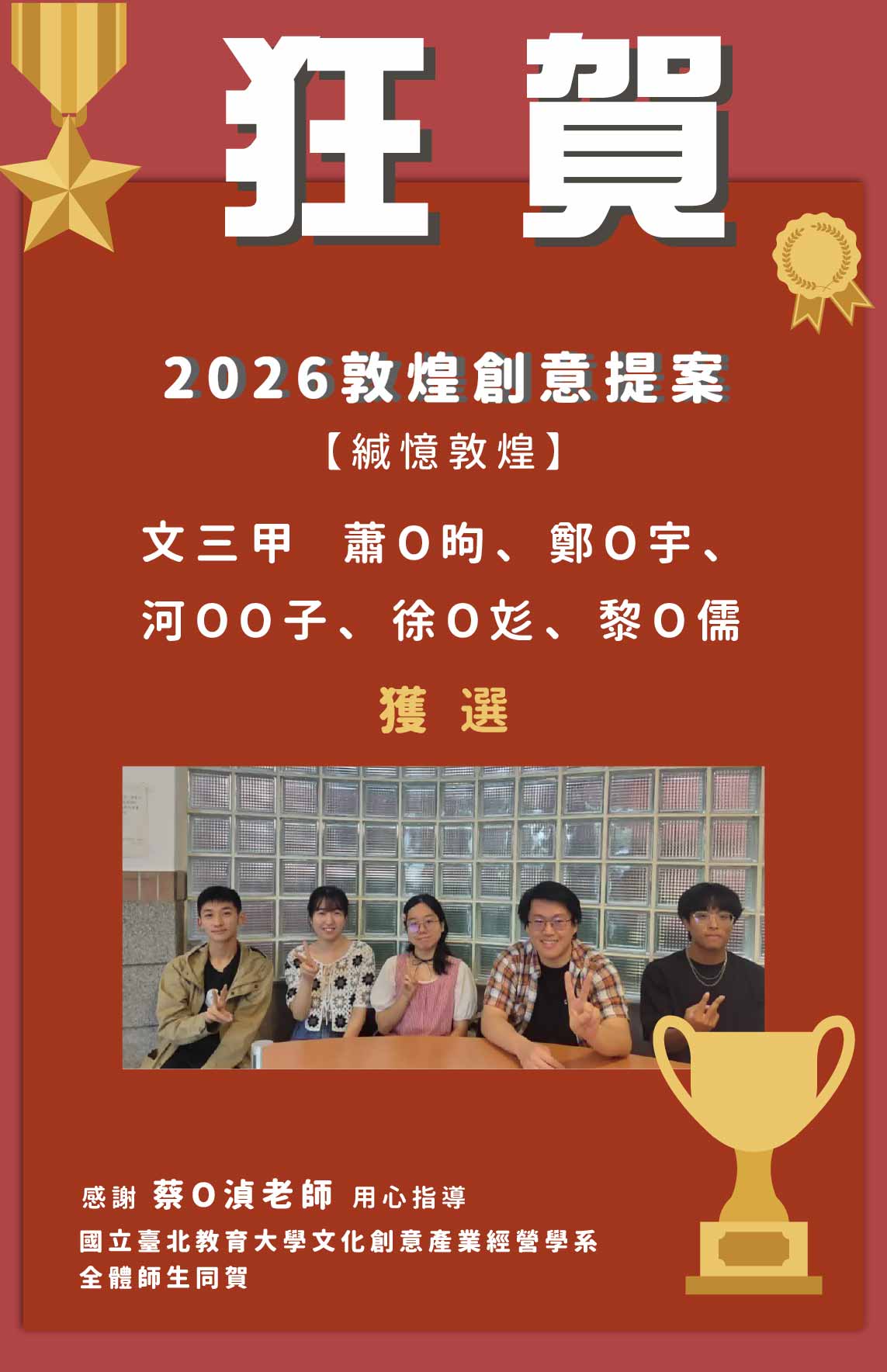 本系同學組隊參與「2026敦煌創意提案」榮獲佳績！