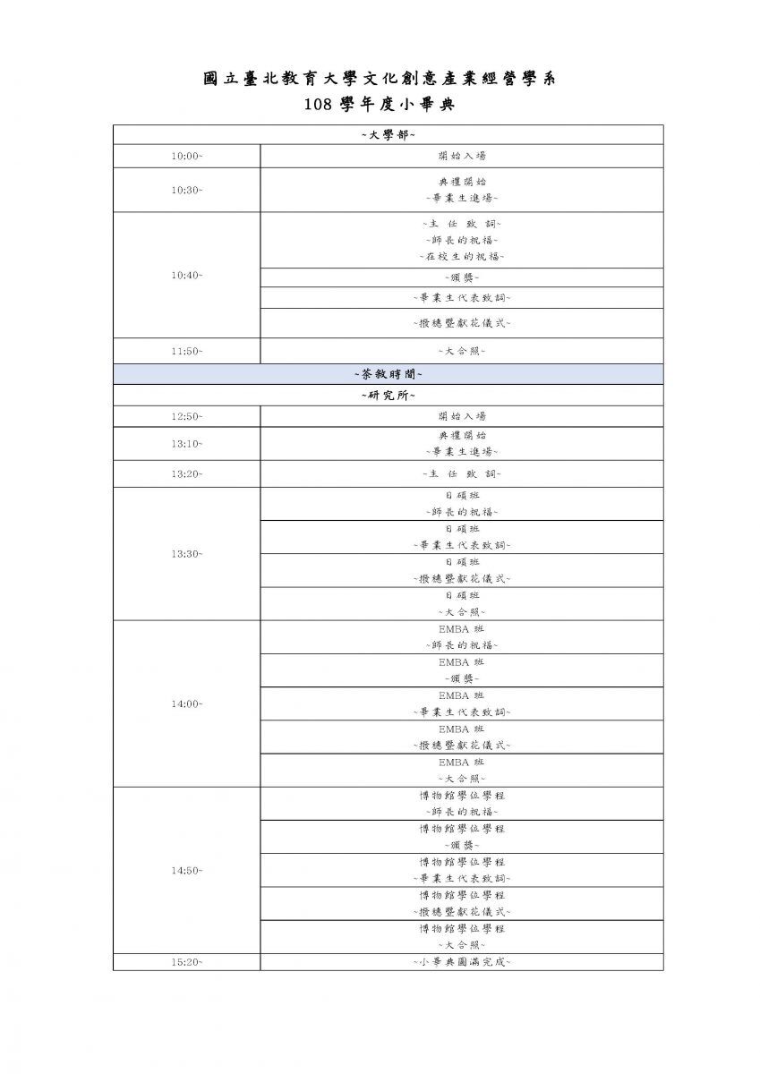 108學年度 文化創意產業經營學系 小畢典
